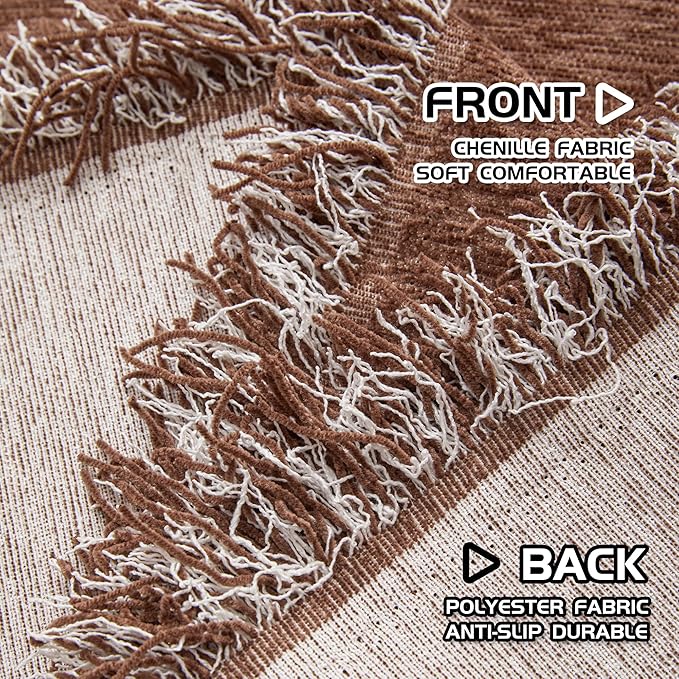 MEETSKY Couch Cover for Sofa Large with Tassel Edge, Modern Couch Covers for Dogs Washable Sofa Slipcover for Cats Pet Universal Sofa Throw Cover, 71"x150", Reddish Chocolate