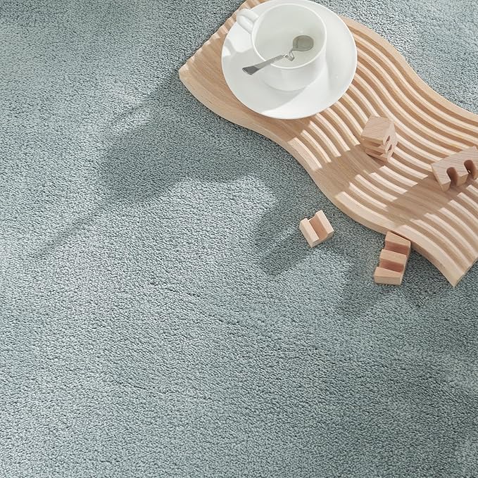 jinchan Solid Plush Runner Rug 2x6 Performance Shaggy Washable Hallway Rug Soft Modern Faux Wool Cozy Non Slip Carpet for Bedroom Laundry Room Living Room Kids Nursery Slate Blue