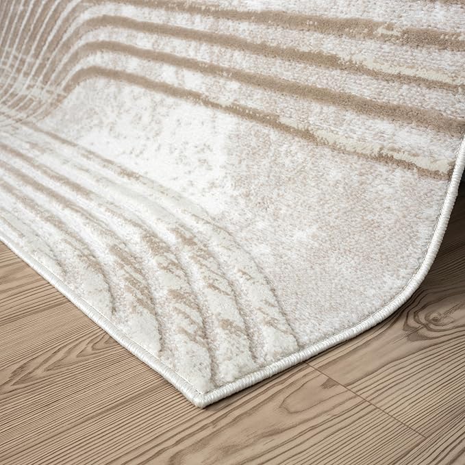 Abani Cream Area Rug for Living Room, Bedroom -Mid-Century Modern- 4' x 6' -Durable & Easy to Clean