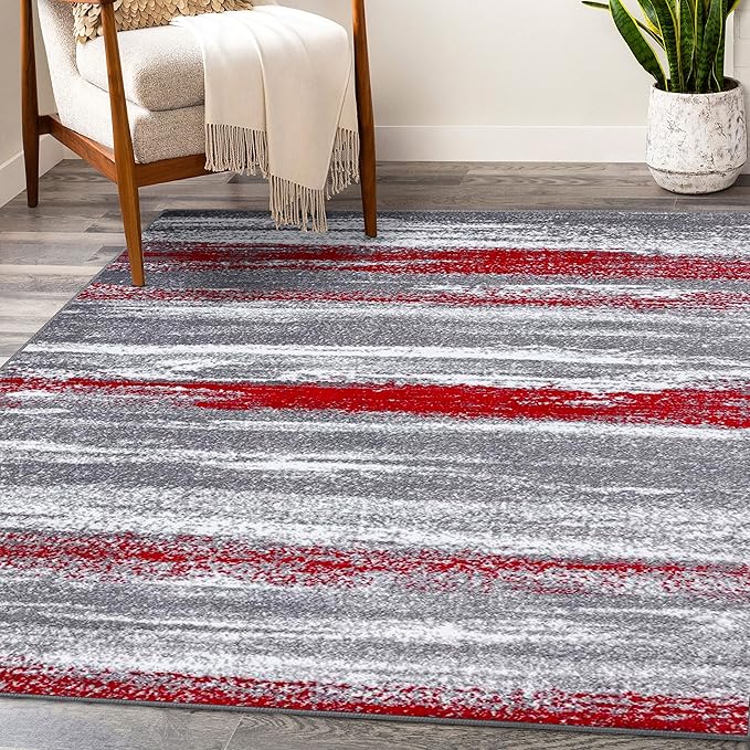 LUXE WEAVERS Modern Abstract Red 6x9 Area Rug