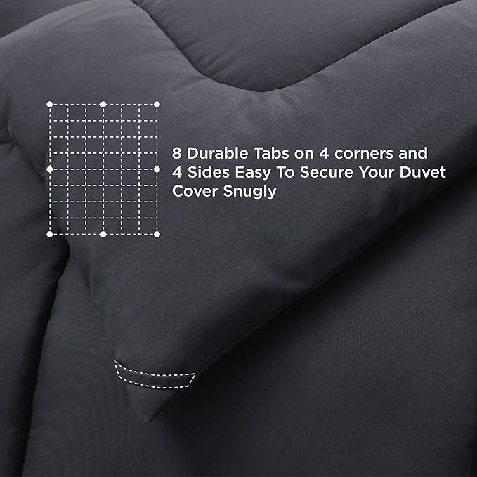 Bedsure Comforter Duvet Insert - Quilted Comforters Twin XL Size, All Season Duvet, GentleSoft Down Alternative Bedding, with 8 Tabs, Gifts for Women/Men, Grey, Twin XL 92 x 68 Inches