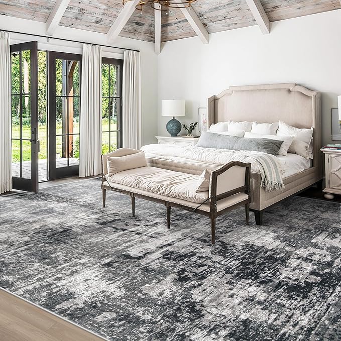 8x10 Area Rugs for Living Room: Washable Modern Abstract Rug Large Soft Non Slip Living Room Rug Indoor Low Pile Carpet for Bedroom Dining Room Home - Black Grey Brown