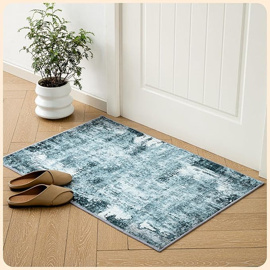 Istana 2x3 Area Rug - Blue Boho Rugs for Living Room 2x3 - Foldable Small Rugs for Bedroom - Stain Resistant Washable Rug Non Slip - Eco-Friendly Area Rugs Indoor - Easy to Clean Rug