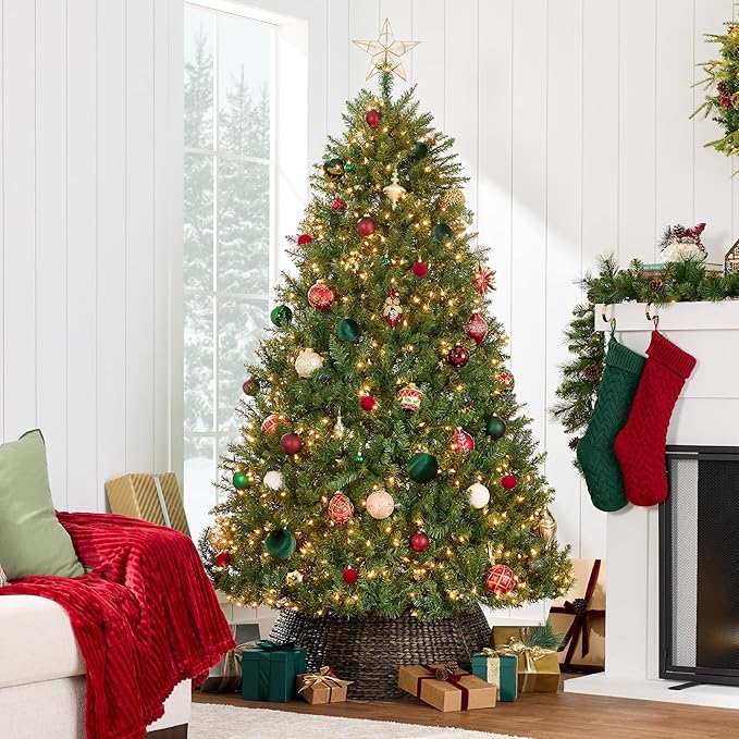 Best Choice Products Douglas Fir Christmas Tree, 4.5ft Pre-lit Artificial Full Fir Lighted Holiday Decoration w/Warm White Lights, Metal Stand