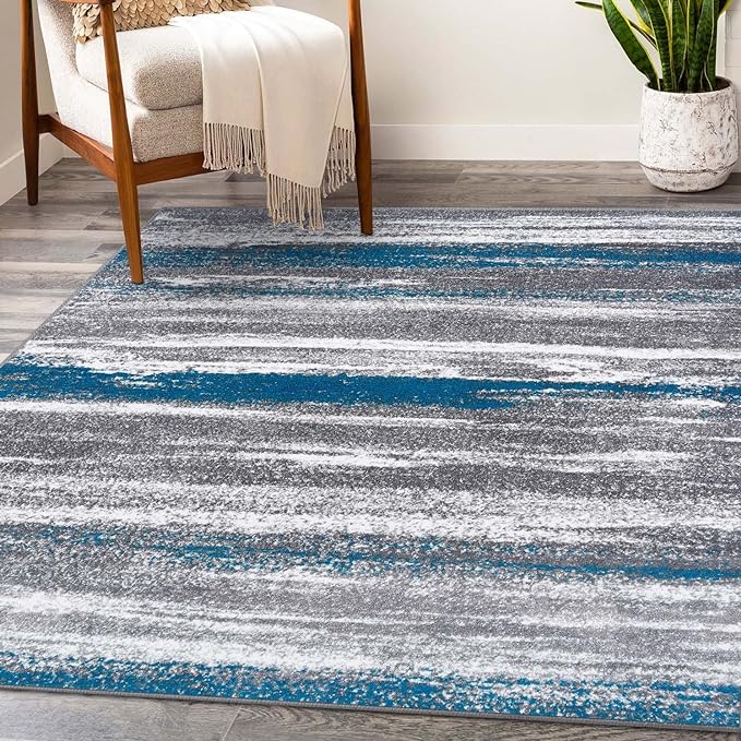 LUXE WEAVERS Modern Abstract Turquoise 4x5 Area Rug