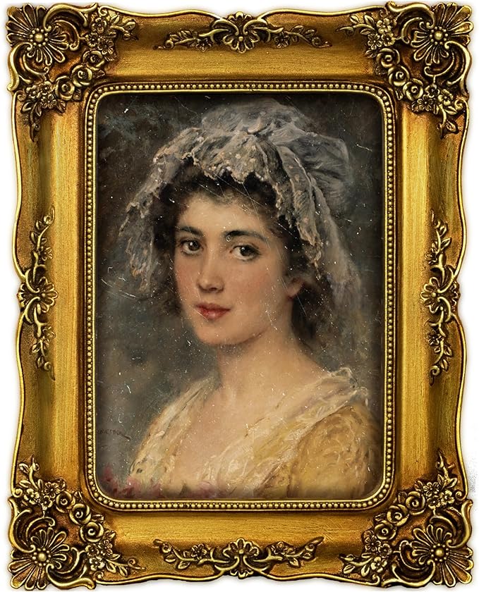 Gold 5x7 Picture Frame Vintage Ornate Antique Victorian Picture Frames Baroque for Tabletop or Wall Hanging Small Bronze with Glass Front