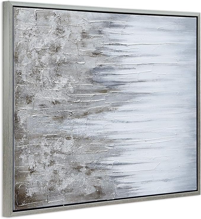 Empire Art Direct Abstract Wall Art Textured Hand Painted Canvas by Martin Edwards, Champagne Frame, 40" x 30", Iceberg