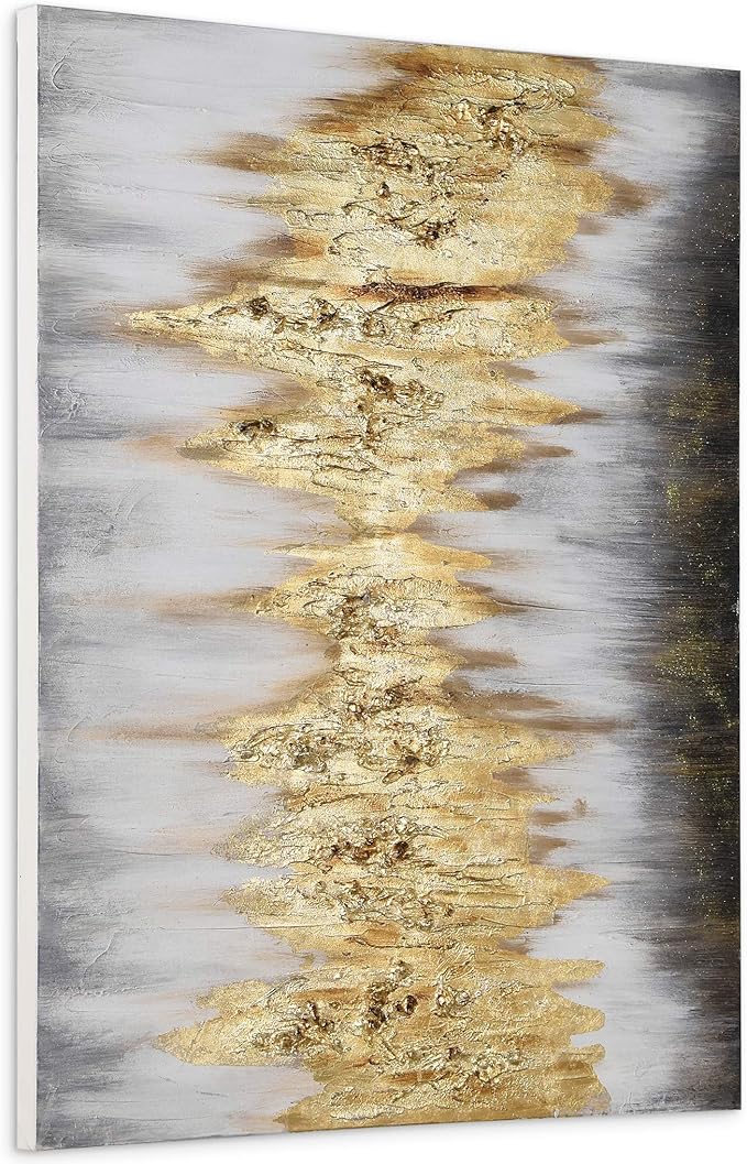 Empire Art Direct Abstract Wall Art Textured Hand Painted Canvas by Martin Edwards, Unframed, 40" x 30", Gold Frequency