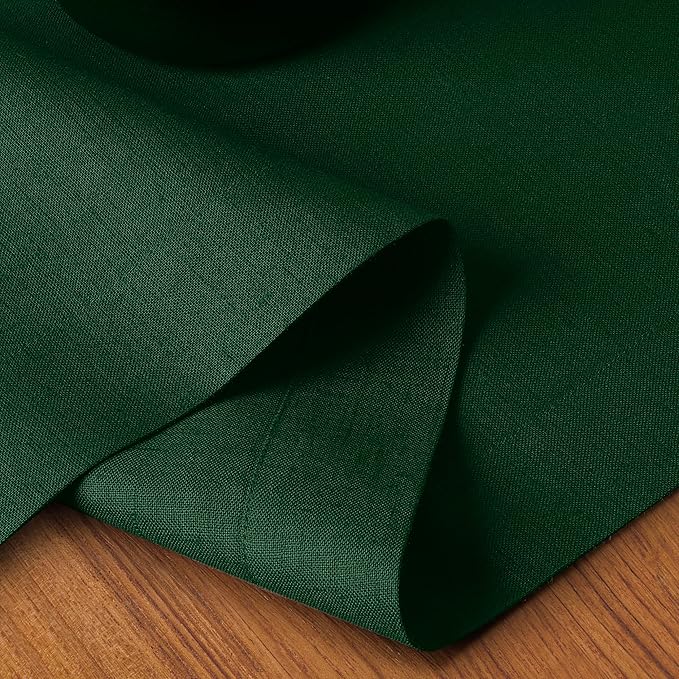 D'Moksha Homes Linen Table Runner 48 Inches - 100% Pure Linen Forest Green Table Runner 14 x 48 Inch for Coffee Tables, Dresser, Fall, Thanksgiving, Christmas, Holiday - Machine Washable