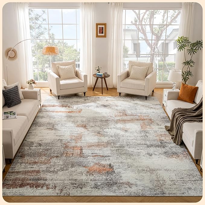 Istana Living Room Rug 10x14 - Grey Multi 10 x 14 Area Rug - Foldable Machine Washable Area Rugs 10x14 - Stylish 10x14 Area Rugs Boho - Stain Resistant Washable Rug 10x14