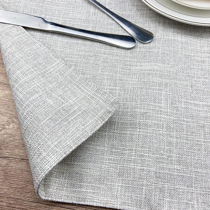 Weabetfu Cloth Placemats Set of 4 Heat Resistant Dining Table Placemmats Cotton Linen Machine Washable Kitchen Table Mats Wrinkle Free Thick Fabric Place Mats,Easy to Clean,13" x 19" Beige