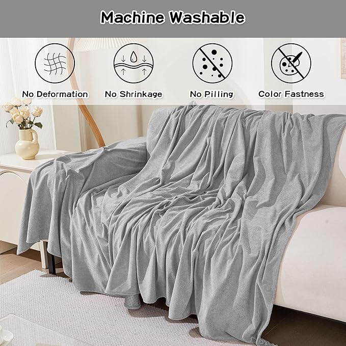 MEETSKY Sectional Couch Cover Washable, Oversized Sofa Cover for 3 Cushion Couch Sofa, Cat Scratch Proof Furniture Protector Covers Soft L Shape Sofa Covers for Dogs, 91" x 150", Light Grey