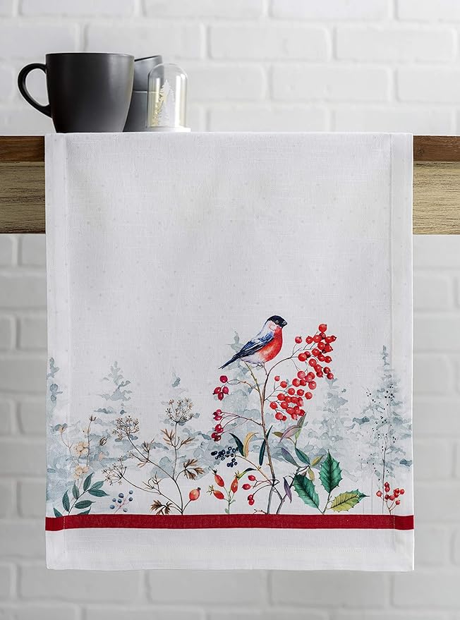 Maison d' Hermine Table Runner 100% Cotton Single Layer Table Runners 72 inches Long for Thanksgiving Christmas Decorations Home Kitchen Dining Party Wedding (Morzine, 14.5" x 72")