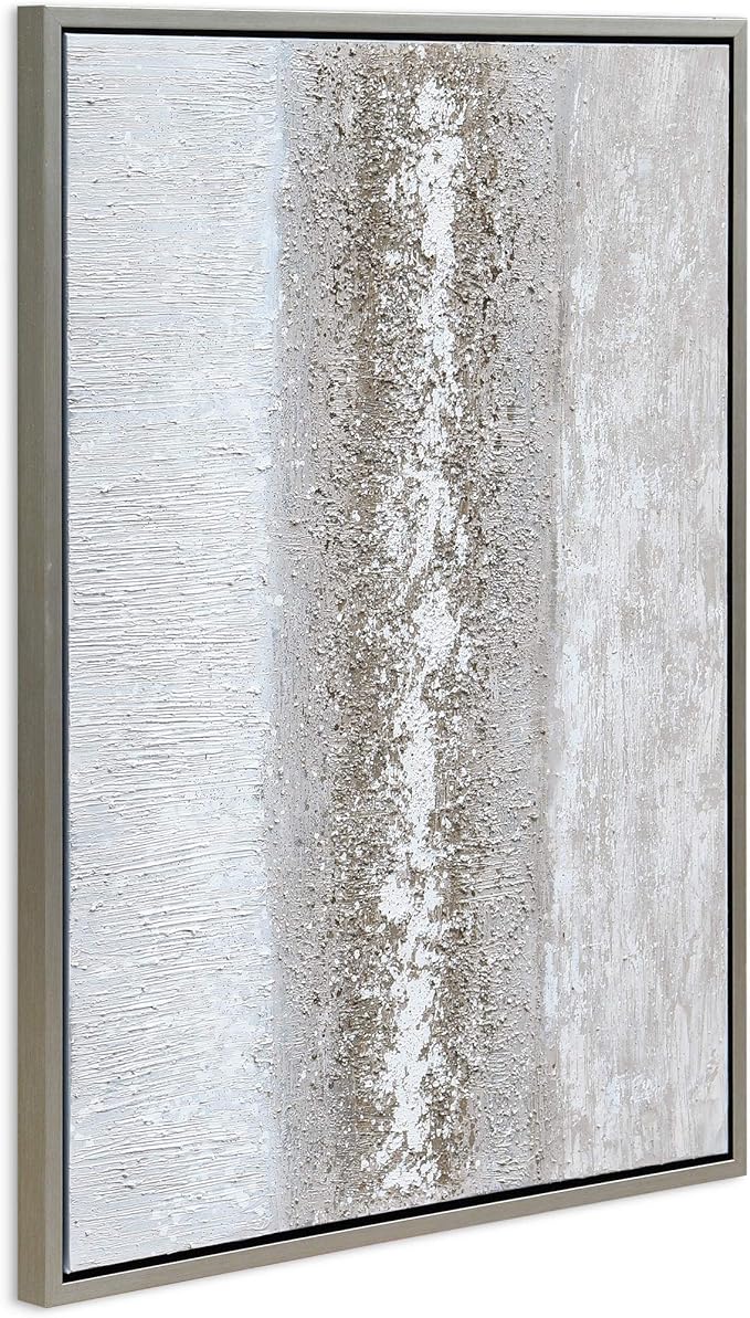 Empire Art Direct Abstract Wall Art Textured Hand Painted Canvas by Martin Edwards, Champagne Silver Frame, 40" x 30", Sandpath