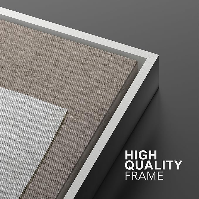 SIGNWIN Framed Canvas Print Wall Art Set Art Deco Grunge White Polygons Abstract Shapes Cozy Neutral Minimal Decorative Nordic Zen Bohemian for Living Room, Bedroom, Office - 16"x24"x2 White