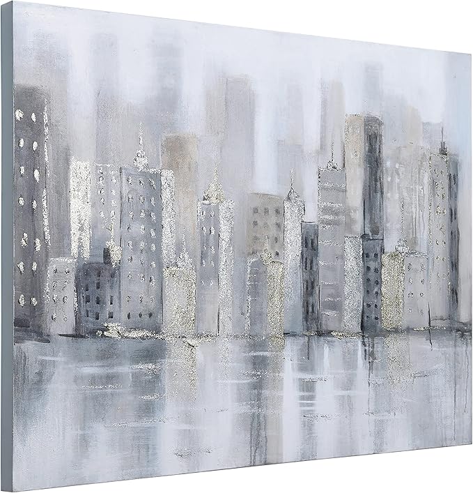 Empire Art Direct Abstract Wall Art Textured Hand Painted Canvas by Martin Edwards, Unframed, 40" x 30", Foggy City