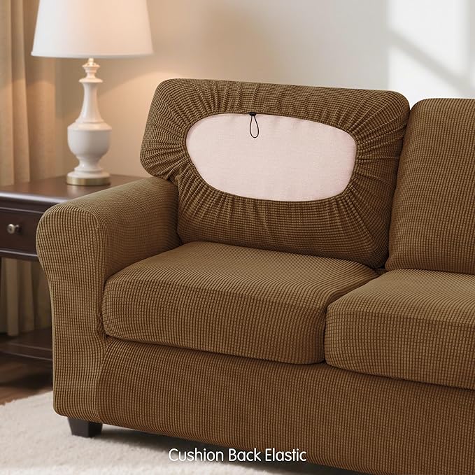 SUBRTEX 5 Pieces Stretch Sofa Slipcover Sets Couch Cover Sets Backrest Cushion Covers Furniture Protector Collection Set for Oversize Sofa Loveseat Chair Slip Covers(Medium, Coffee)