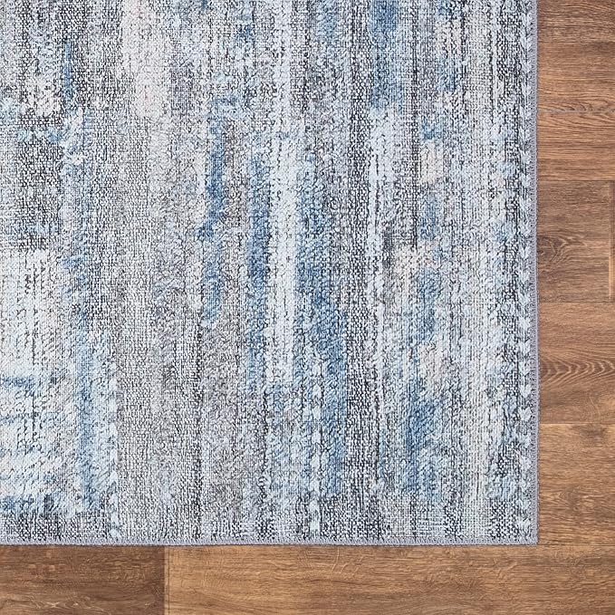 Bloom Rugs Washable Non-Slip 9' x 12' Rug - Gray/Blue/Blush Modern Abstract Area Rug for Living Room, Bedroom, Dining Room, and Kitchen - Exact Size: 9' x 12'