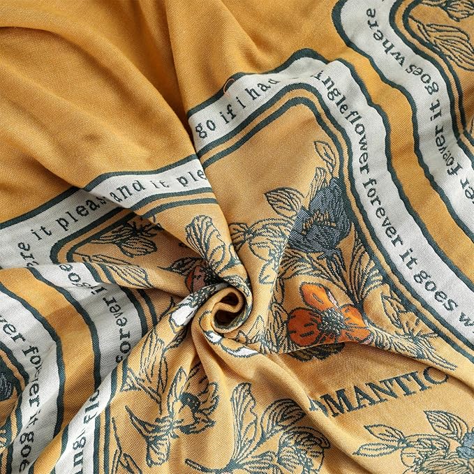 Boho Throw Blanket for Bed 100% Cotton Ultra Soft Rustic Quilt Fall Blanket Floral Printed Farmhouse Decor Bed Blankets,60"×80" All Season Rustic Throw for Sofa Couch Chair