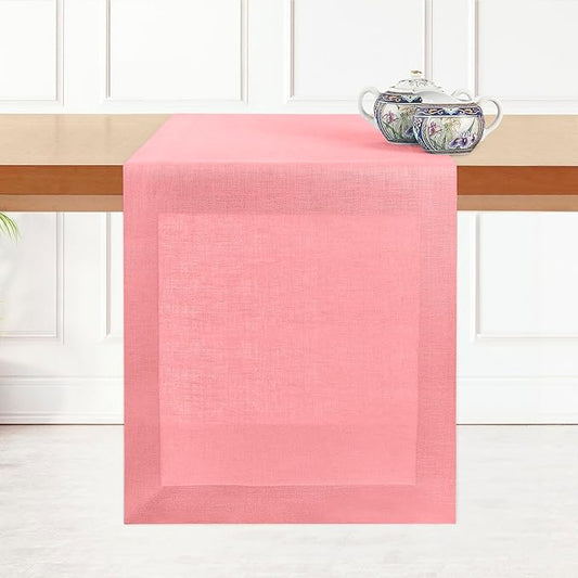D'Moksha Homes Linen Dusty Pink Table Runner 72 Inches Long - 100% Pure Linen 14 x 72 Inch Table Runner for Dining, Fall, Thanksgiving, Holiday - Machine Washable