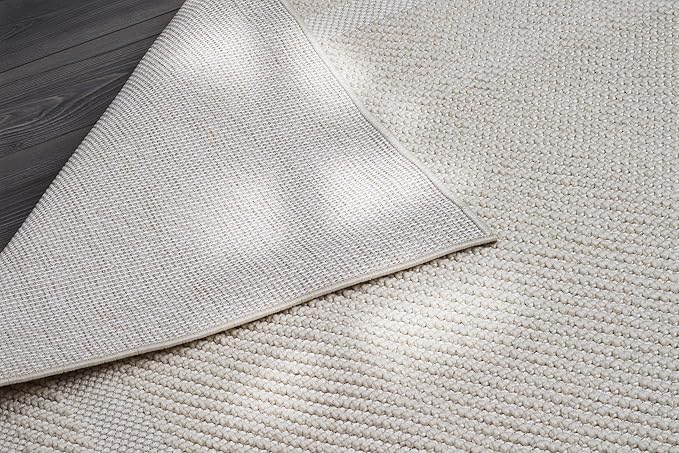 CAMILSON Micro Loop Rug 6x9 Modern Luxury Bordered Area Rugs Soft High and Low Pile Stain Resistant Easy-Cleaning Non-Shedding for Living Room Office Indoor Carpet (6 x 9 / White)