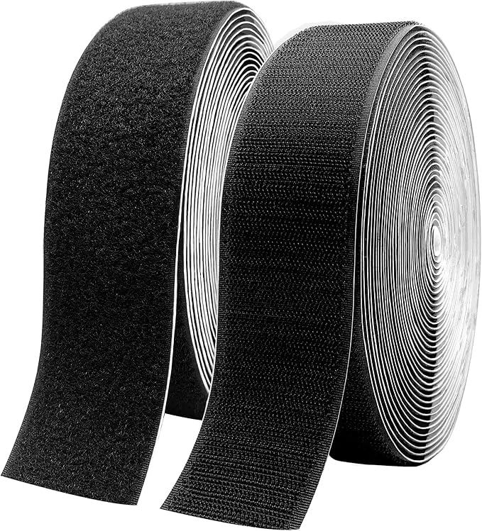 2 Inch x33 Feet Adhesive Hook and Loop Tape,Nylon Heavy Duty Tape Fasteners,Black Double Sided Self Adhesive Interlocking Tape Can Be Used to Fix Screen Window Sofa Cushions Carpet Wall Hanging