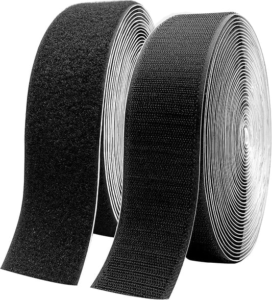 2 Inch x33 Feet Adhesive Hook and Loop Tape,Nylon Heavy Duty Tape Fasteners,Black Double Sided Self Adhesive Interlocking Tape Can Be Used to Fix Screen Window Sofa Cushions Carpet Wall Hanging