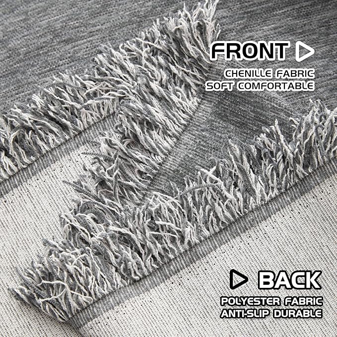 MEETSKY Grey Couch Cover for Dogs Washable Chenille Sofa Covers Blanket Sectional Couch Cover，Thick Loveseat Covers L Shaped Sofa Slipcover for Pets, 71"x 102"