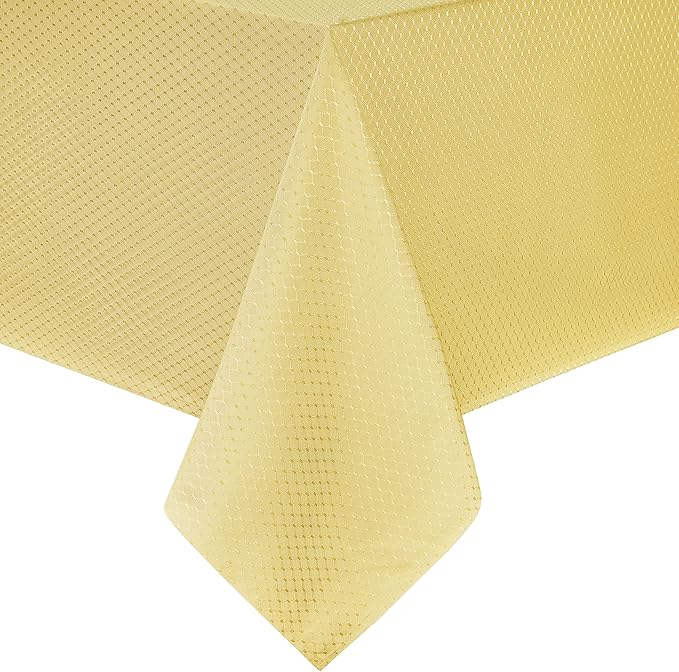 Rectangle Table Cloth Linen Farmhouse Stainproof Waterproof Washable Polyester Oblong Rectangular Fabric Table Cover for Kitchen Dining Dinner (Gold A, 60 X 144 Inch)