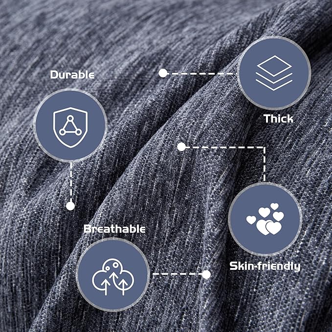 MEETSKY Sofa Cover for 3 Cushion Couch, Pet Friendly 91 Inch Large With Tassel Edge, Modern Washable Slipcover for Dogs and Cats, Universal Throw Cover, 91"x150", Navy Blue