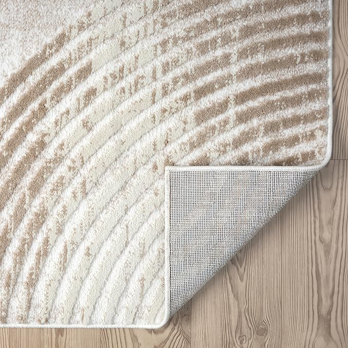 Abani Cream Area Rug for Living Room, Bedroom -Mid-Century Modern- 9' x 12' -Durable & Easy to Clean