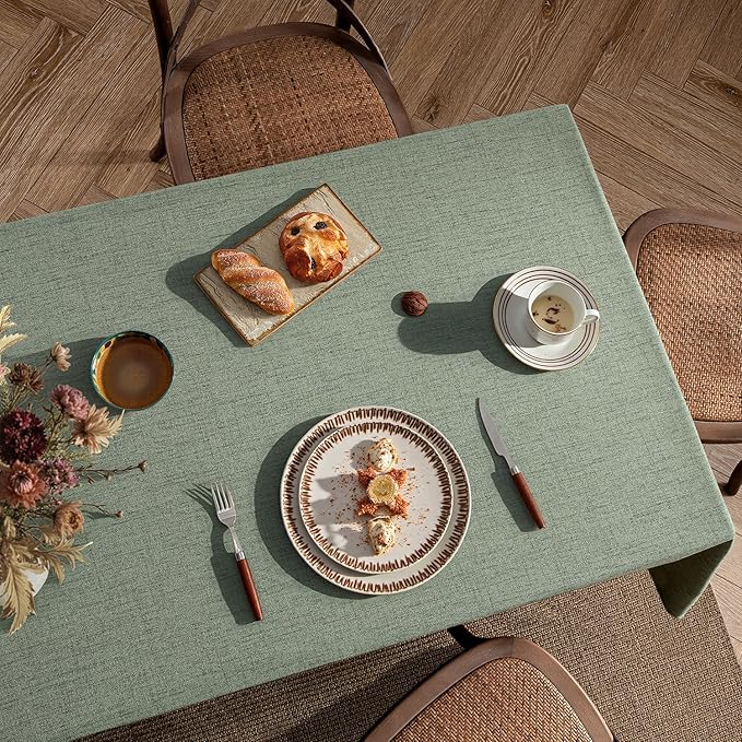 MIULEE Sage Green Linen Polyester Tablecloth 60x104 Inch Rectangle Table Cloth Waterproof,Stain Resistant & Wrinkle Resistant for Dining Party Wedding