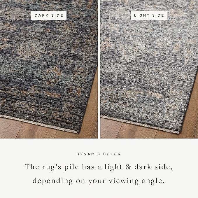 Loloi Jean Stoffer Katherine Collection KES-04 Ink/Jade 9'-6" x 9'-6", .25" Pile Height, Round Area Rug