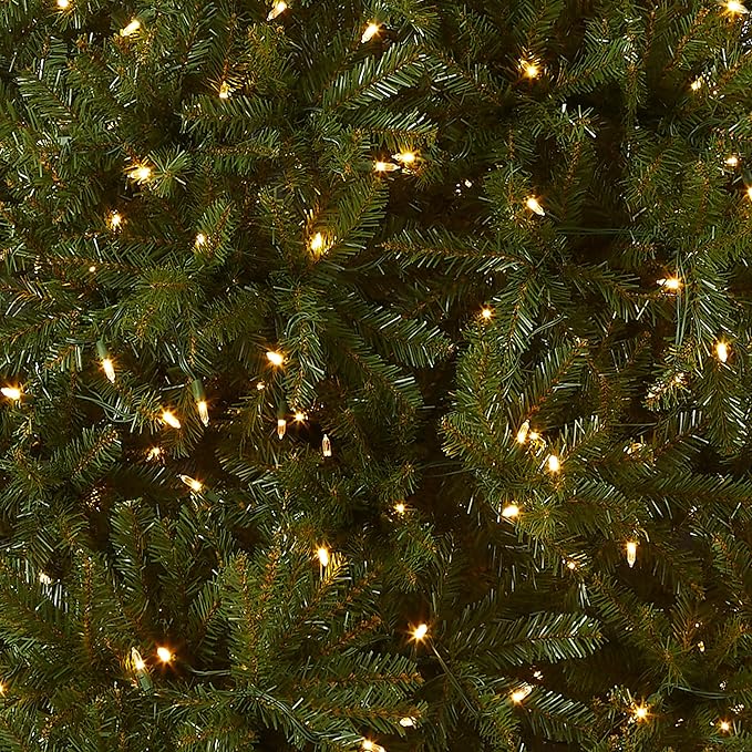 National Tree Company 10 ft Pre-Lit Dunhill Fir Artificial Christmas Tree, 1,200 LED Lights, 5,090 Tips, PowerConnect, Foot Pedal, 10 Light Functions, Includes Stand, Green