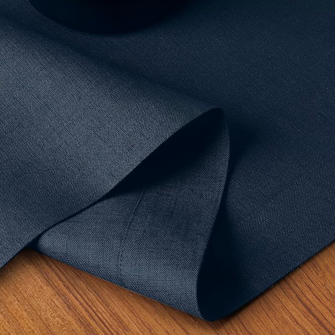 D'Moksha Homes Linen Navy Blue Table Runner 72 Inches Long - 100% Pure Linen 14 x 72 Inch Table Runner for Dining, Fall, Thanksgiving, Holiday - Machine Washable