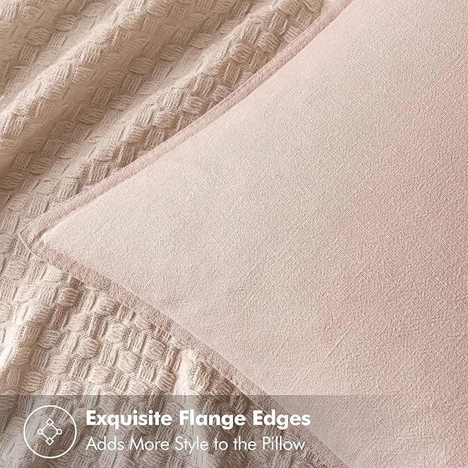 MIULEE Decorative Linen Euro Sham Pillow Covers 24x24 Light Pink Boho Farmhouse Neutral Couch Throw Pillows for Bed Pack of 2 Accent Modern Pillowcase Sofa Livingroom Home Decor
