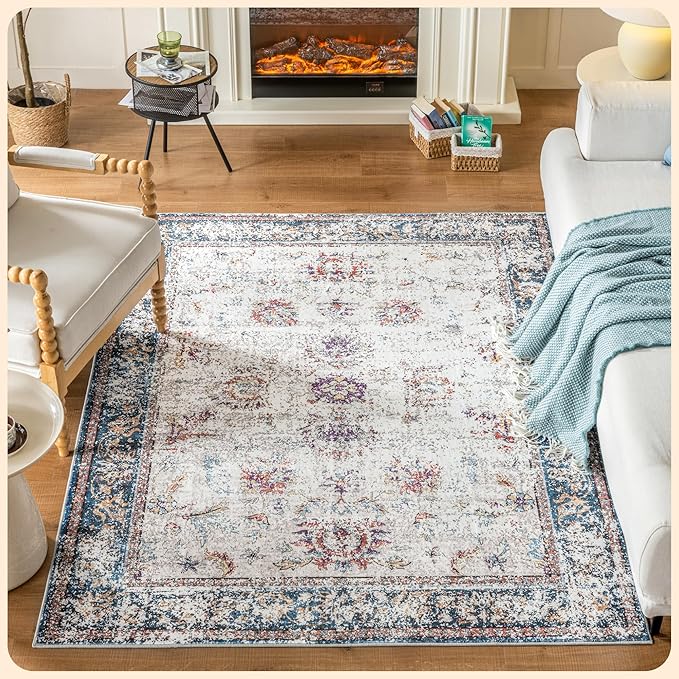 Istana Area Rug for Living Room - Colorful Rugs - Kid & Pet Friendly Living Room Carpets - Non Shedding Rugs 5x7 Boho - Foldable Colorful Area Rugs - Eco-Friendly 5x7 Rug Washable