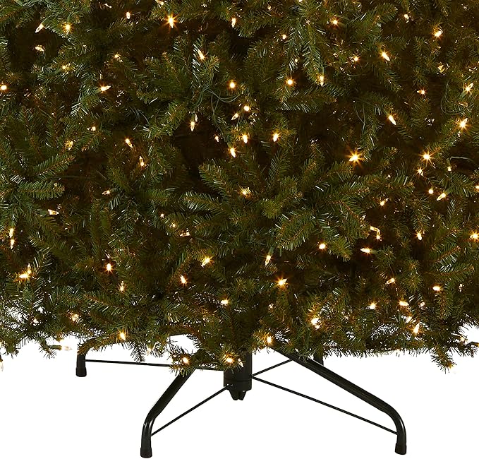 National Tree Company 12 ft Pre-Lit Dunhill Fir Artificial Christmas Tree, 1,200 LED Lights, 7,794 Tips, PowerConnect, Foot Pedal, 10 Light Functions, Includes Stand, Green