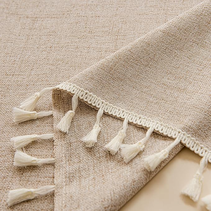 Sutuo Home Boho Curtains 108 Inches Long, Bohemian Linen Style Textured Curtains with Tassels for Bedroom Semi Blackout Farmhouse Drapes, Rod Pocket Window Treatments 2 Panels, 52" x 108", Coffee