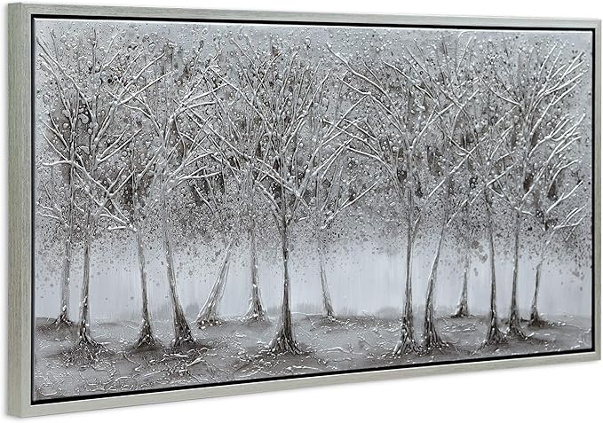 Empire Art Direct Abstract Wall Art Textured Hand Painted Canvas by Martin Edwards, Champagne Frame, 24" x 48", Solitary Field