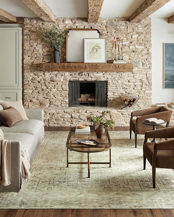 Loloi Magnolia Home by Joanna Gaines Banks Collection BAN-06 Natural/Granite 2'-3" x 3'-9" .13" Pile Height, Machine Washable, Accent Rug