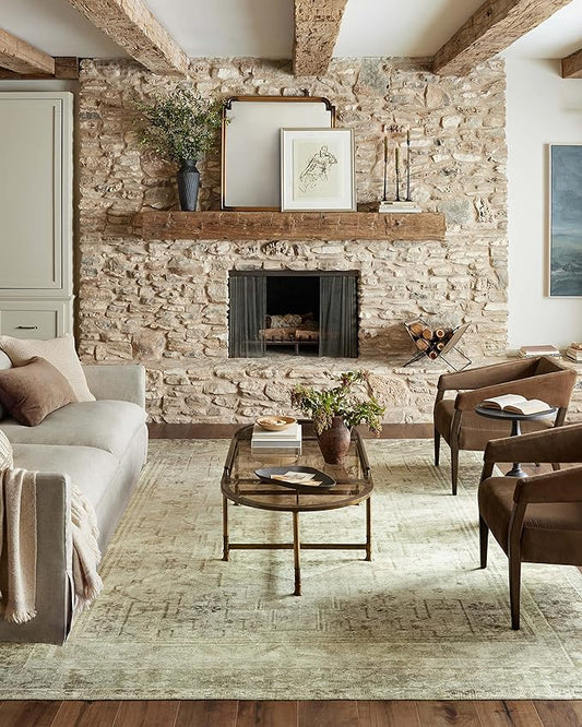 Loloi Magnolia Home by Joanna Gaines Banks Collection BAN-06 Natural/Granite 2'-3" x 3'-9" .13" Pile Height, Machine Washable, Accent Rug
