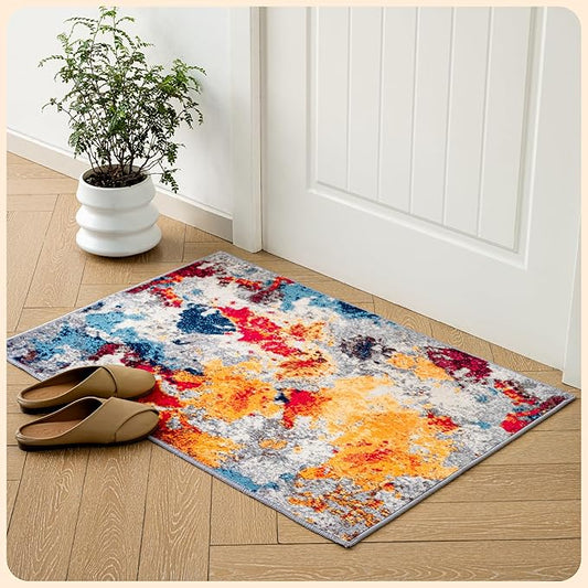 Istana 2x3 Area Rug - Multi Colors Boho Rugs for Living Room 2x3 - Foldable Small Rugs for Bedroom - Stain Resistant Washable Rug Non Slip - Eco-Friendly Area Rugs Indoor