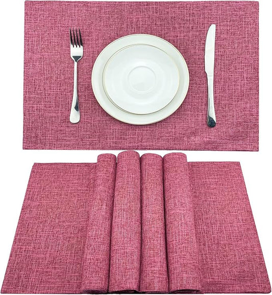 Weabetfu Cloth Placemats Set of 4 Heat Resistant Dining Table Placemmats Cotton Linen Machine Washable Kitchen Table Mats Wrinkle Free Thick Fabric Place Mat,Easy to Clean,13"x19"