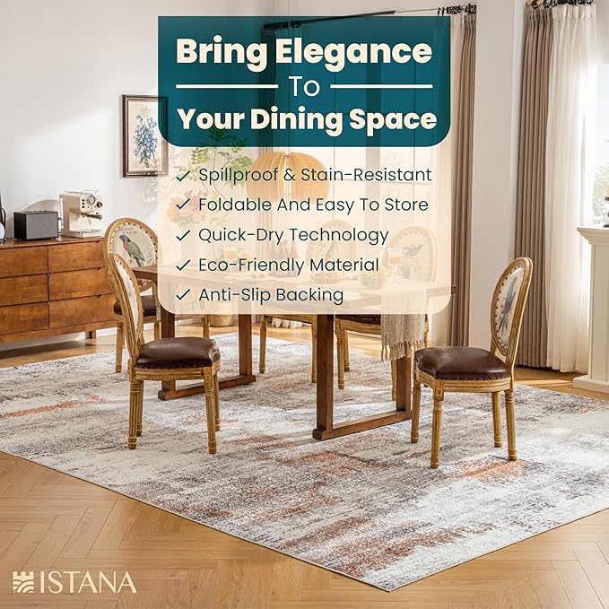 Istana Living Room Rug 10x14 - Grey Multi 10 x 14 Area Rug - Foldable Machine Washable Area Rugs 10x14 - Stylish 10x14 Area Rugs Boho - Stain Resistant Washable Rug 10x14