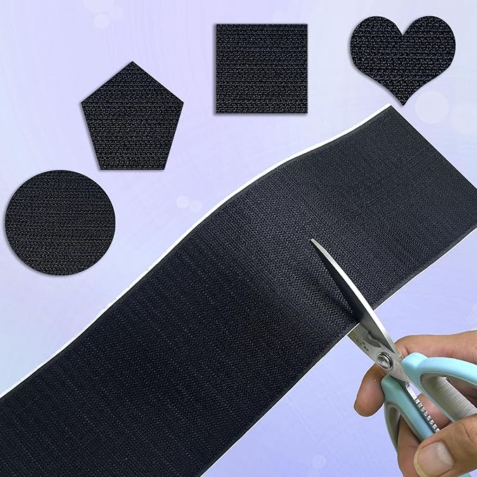 3 Inch x20 Feet Adhesive Hook and Loop Tape, Nylon Heavy Duty Hook and Loop Strips, Black Double Sided Self Adhesive Interlocking Tape for Fix Screen Window Sofa Cushions Carpet Wall Hanging
