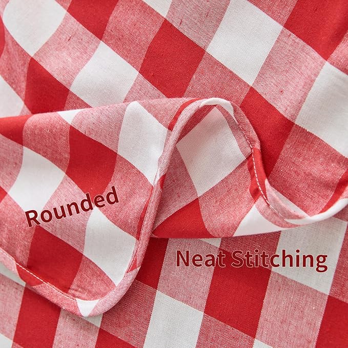 BALCONY & FALCON Gingham Table Cloth Rectangle – Reversible Water-Resistant Cotton Checkered Tablecloth for Outdoor Picnic, Camping, Kitchen, Holiday Party Decor (Red White, 55x71 Inch)