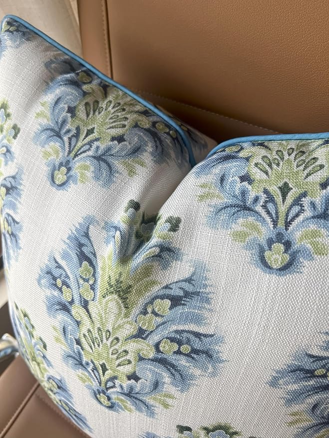 Haynes Damask Printed Decorative Square Accent Throw Pillow Cover - Decor for Living Room, Sofa, Chair, Patio, Car, Balcony, Bench, Porch, Nursery, Office, Bedroom - 20x20 Inches, Blue