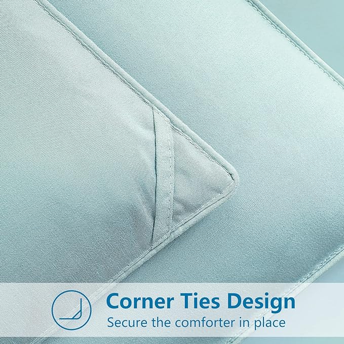 EASELAND Full Size Down Alternative Comforter - Quilted Duvet Insert for All Seasons, Soft Lightweight with Corner Tabs, Summer Winter Warm Bedding, Aqua 82×86 Inches