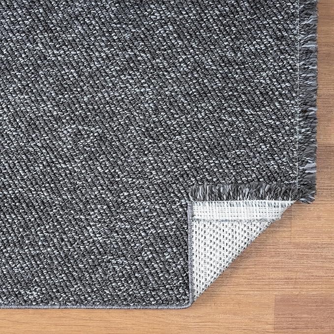 LUXE WEAVERS Solid Machine Woven Smoke 5x7 Area Rug, Indoor Stain-Resistant Carpet